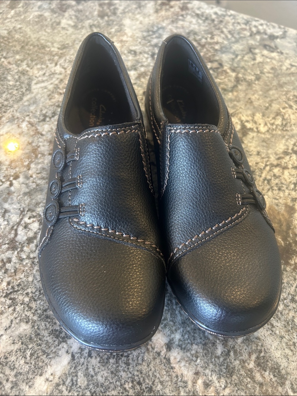 Clarks Ashland Effie Leather Slip On Shoes 7.5